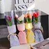 Emballage cadeau Sacs d'emballage à fleurs simples transparents Emballage du papier manches roses