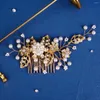 Headpieces Crystal Hair Combs Clips For Women Gold Color Handmade Bridal Wedding Accessories Hairpins Jewelry Headpiece Gifts