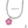 Colliers de pendentif Y2K Pearls Flower Collier Women Fashion Egirl Punk Clavicule Chain Drop Livilt Livraison Jewelry Pendants Dhthx