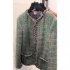 Women's Jackets designer Correct Edition~2023 Autumn/Winter New Silk Printed Lining Plaid Wool Blended Coat 9731 DHD5