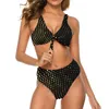 Moda de banho feminina Sexy Gold Dot Biquíni Conjunto