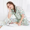 Домашняя одежда PS0273 Женщины пижама Высококачественный печатный набор для пижамы Lady Summer осень для женской паджамы атласная шелковая сексуальная одежда для сна