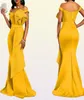 Żółta sukienka długotrwały dla kobiet na ramię seksowna syrena koraliki chude na zajęciach Długość wieczorna kolacja weselna sukienki maxi 2108200291