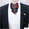 Bow Ties Luksusowy krawat Boto Ręcznik kieszonkowy Zestaw Męki High-end Gift Fashion British Korean Men Akcesoria ślubne 230215 Drop dhzbf