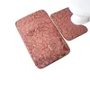 Badmatten Zegel Stone in reliëf 2 stks Anti-slip Mat Set Set badkamer vloer absorberend tapijttoilet Tapijt flanellen douche