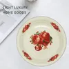 Plates Service Plate Flat Bottom Fruit Tray Stainless Steel Edges Heat-resistant Fancy Graceful Appetizer Serving Enamel Dish