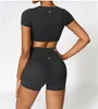 AL Women Yoga Suit Zestaw dwuczęściowy krótki + Shor Ruszt Running Solid Kolor Fitness Running Short TZ8519