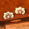 Vintage flower women's earring hand-painted enamel inlaid diamond copper 18K gold plated luxury flower ear studs New design DJ-01