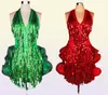 Abito da ballo latino Costume professionale verde per donne Fringe Samba costume colorato per donne con competizione da donna con competizione 87060388