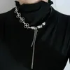 Hanger kettingen 2024 punk choker vintage lederen brief kruisgeometrie metaal coole dikke ketting voor vrouwen mannen unisex sieraden