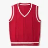 Mens Fashion Thick V-Neck Sleeveless Vest Sweater School Uniform Knitting Tops Fashion Sweater S-4XL 240408