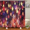 Duschgardiner 3D Fantasy Star Colorful Printing Badrumsgardin Polyester Vattentät hemdekoration med krok 240 180