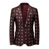 Brand Men Blazer Personality Wild Mens Suit Jacket High Quality Fashion Plaid Print Slim Fit Warm Blazer Coat Male 5XL 6XL 240329