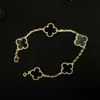 Designer Version High Van Four Leaf Grass Bracelet Womens 18K Rose Gol White Fritillaria Red Jade Marrow CNC