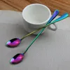 Coffee Scoops 4pcs/Set Tea Spoon Stainless Steel Long Handle Ice-Cream Dessert Scoop Stirring Cutlery Xmas Gift Kitchen Dining Bar