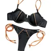 Swimwear féminin 2pcs / Set Girls attrayant Slim Fit Bikini Set Push-Up Bra Briefes Low Brief