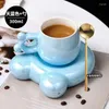 Muggar 300 ml Lys Luxury Handle Mug Bear Office Study Ceramic Water Cup Coffee Milk och Set Nordic Home Decoration