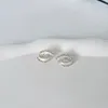 Stud Earrings Korean Luxury Ear Hook Unique Gold Color For Women White Enamel Fashion Simple Wedding Jewelry Birthday Gifts