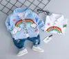 Nieuwe herfst Baby boy boy kleren mode jongens kleding sets peuter regenboog shirt holes jeans boy suit boutique kinderen outfit baby 9073054