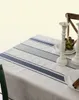 テーブルクロスビンテージリネンコットンストライプテーブルクロス用ホームテーブル装飾ダストプルーフダイニングパーティーバンケットテーブルランナーマンテルM7111614