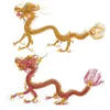 Estatuetas decorativas 50cm 3d grande dragão chinês mítico Animal de alumínio Tecer Handicraft Handicraft Chinoiserie Sovenir Mascot Decoração de escritório
