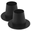 Titulares de vela 2 PCs Black Taper Holder Small Iron Retro Candlestick