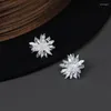 Stud Earrings INature Dance In The Sun 925 Sterling Silver Luxury Jewelry Shiny Zircon Artificial Flower For Women Party