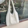 Drawstring Women Canvas Shoulder Bag Warm Plush Cloth Fabric Cute Bear Handbag Soft Tote Large Capacity Shopping Bags Ladies Clutches