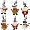 Dinnerware Sets 2/4/6PCS Christmas Cutlery Cover Bag Cloth Santa Claus Snowman Elk Shaped Cute For Kitchen Tableware Knife Fork Xams Party