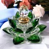 Garrafas de armazenamento perfume verde perfume de cristal vazio estatuetas de flor de lótus para mulheres 5ml de vidro decoração de vidro doméstico