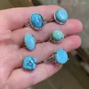 Decorative Figurines High Quality Creative Natural 925 Silver With Turquoise Crystal Healing Gemstone Ring Fashion Jewelry Gift For