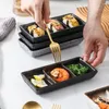 Tallrikar japanska uppdelade middagar Tray Retro Ceramic Plate Saucer Soy Sauce Dish Porcelain Sushi Snack Kitchen Tablar Bestick