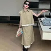 Ensembles de vêtements de vêtements d'été Vêtements Fashion Fausse de chemises en deux pièces Jupe Silt pour enfants Khaki Teenage School Children Costumes 12 13 14