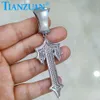 24*48 мм Cross Sword D VVS Белый кулон Moissanite Sending Sier Sier Hip Hop Iced Out кубинские украшения Datting