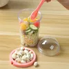 Dinnerware Plastic Cup Reusable Double Layer Up And Down Fresh Colors Modern Style Lunch Box Oat Wet Separation Salad