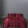 Beddengoed stelt drie delen set quilt cover pure kleur zijdeachtige luxe luxe