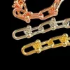 Bracelet de créateur de marque vintage Copper 18K Bracelet plaqué à or avec chaîne épaisse de boucle en cristal pour femmes bijoux25178321125