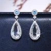 Boucles d'oreilles en peluche de luxe plaque à eau plate à eau gemmes multicolores Crystal Bridal Wedding Engagement Bijoux Gift