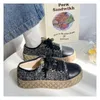 Casual Shoes Autumn Winter Tjocksoled Höjda kvinnor Lace-Up Rough Diamond Plaid Sneakers Retro Classic 24-81