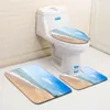 Badmatten Zeegle 3d Strandmuster Matte Set Deckel Toilettenabdeckung Mikrofaser Dusche Nicht-Schlupfteppich Badezimmer Fuß Fußboden