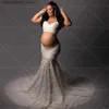 マタニティドレス妊婦のためのセクシーでエレガントなツーピースの弾性レースドレスの写真撮影ベビーシャワードレスQ240413