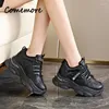 Casual Shoes Comemore Women 2024 Autumn Winter Thick Sole Mesh Sports Leisure Woman Sneakers Fashion Platform Footwear Leather