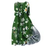 Abiti per feste Lady Dress Dress Bohemian Style Cartoon Flower Stampato Midi con colletto a girado in cintura allacciata per donne che frequentano le vacanze