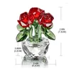 Dekorativa figurer Crystal Rose Blommor Pappersvikt Glass Craft Home Deocr Table Ornaments Valentines Födelsedagspresent