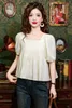 Frauenblusen französische Puffy Sleeve Top für Frauen 2024 Sommer Chic Design Feeling Small Fashion Fauzes Hemd