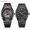Mens High Quality 42mm Skeleton Watch Designer Watches All Black WatchBand Diving Super Luminous Automatic Waterproof Audemar Dial Orologio Di Lusso With Box
