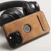 Деловая кожаная подставка держателя телефона для iPhone 15 14 Pro 11 12 13 Pro Max Hollow Display Disemploy Holeper Shock -Cay Coverd