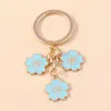 Keychains Lanyards Cute Plant Keychain Sakura Flower Key Ring Enamel Key Chains for Women Girls Handbag Pendants Car Key Chains DIY Accessories