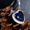 Pendant Necklaces Really 925 Sterling Sier Necklace Big 6Ct Heart Of The Ocean Blue Sapphire For Women Jewelry Gift Drop Delivery Pend Dhn0R