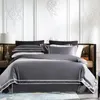 Bedding Sets High Grade Home Textile Luxury Pure 10Color Gray Egyptian Cotton Bed Line Satin Set With Pillowcase/Bedsheet/Duvet Cover